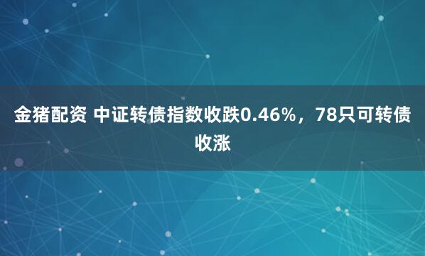 金猪配资 中证转债指数收跌0.46%，78只可转债收涨